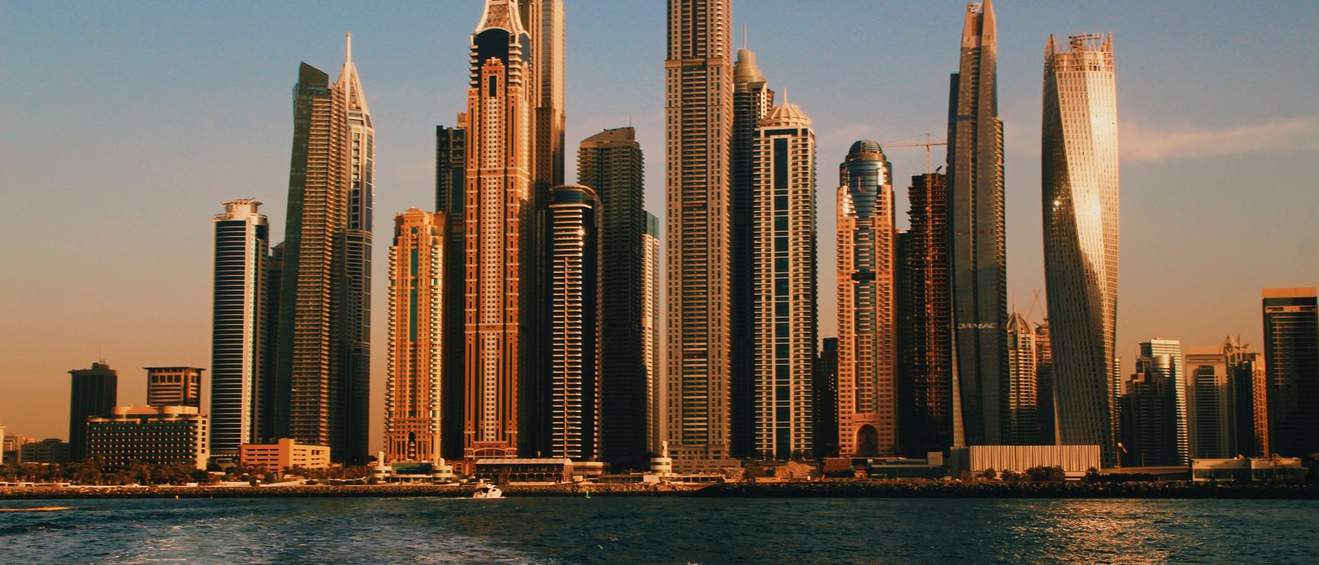 The Dubai Marina skyline from the sea