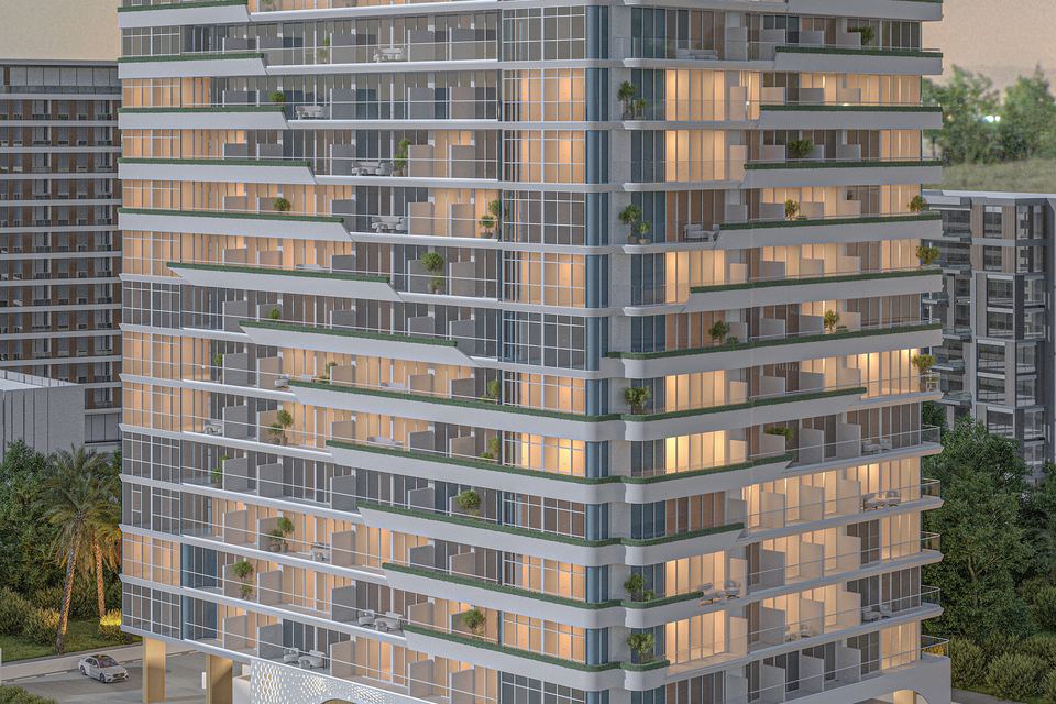 Balconies with planting across the Floareá Oasis facade