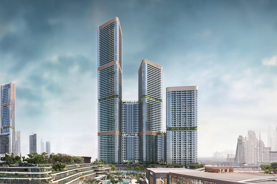 Skyvue towers on the Dubai skyline