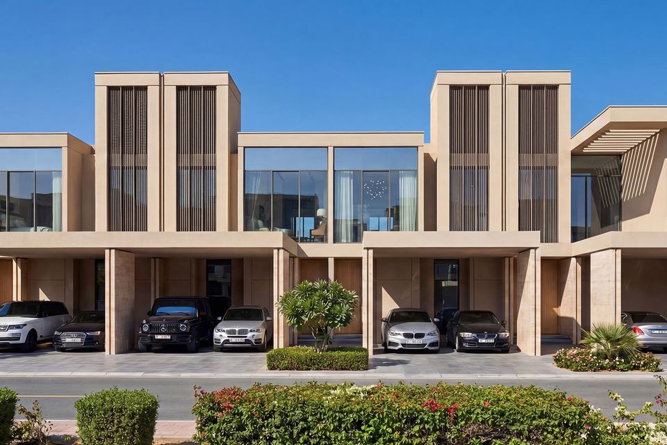 Row of two-storey Willows villas with covered parking